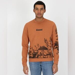 Blind Rooster Graphic Crewneck Pullover in Amber Brown - Blessed size small
